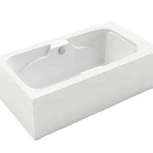 Banheira Baku Bellavasca para uma pessoa, banheira portátil independente em acrílico branco, design moderno, banheira simples, compacta e economizadora de espaço