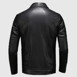 Veste en cuir pour hommes, nouvelle tendance, printemps et automne, col montant, confortable et mince, beau manteau pour jeunes - Product Image 6