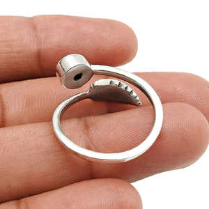 Anillos de Piedra Lunar Arcoíris de Calidad Genuina, Elaborados con Plata de Ley 925, Gema Redonda Brillante, Anillo Bohemio - Product Image 4