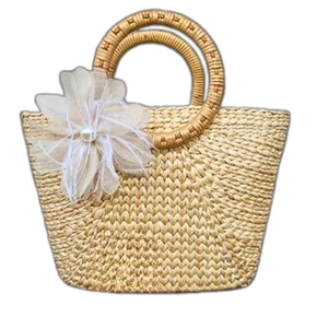 Sac tissé en rotin de bambou brun clair de Style fleur classique Meilleur vendeur Jacinthe d'eau Décoration de vacances Cadeau fabriqué au Vietnam - Product Image 5