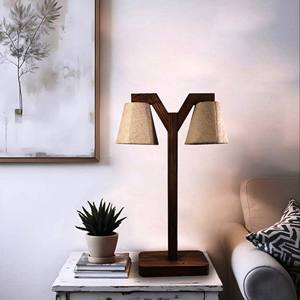 Lampe de table en bois avec marron PRODUIT DE VENTE CHAUD Lampe de table en bois ARTISANAT - Product Image 1