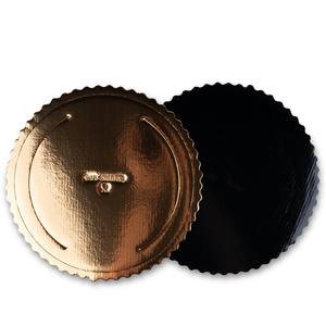 Fluted <b>Cardboard</b> discs <b>trays</b> laminated on both sides top side gold bottom side black diameter 50 cm - Product Image 2