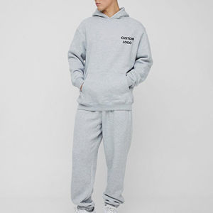 OEM imprimé sur mesure hommes sweat à capuche zippé pantalon de survêtement ensemble de survêtement bordure passepoil texturé vêtements de rue surdimensionnés hiver écologique - Product Image 4