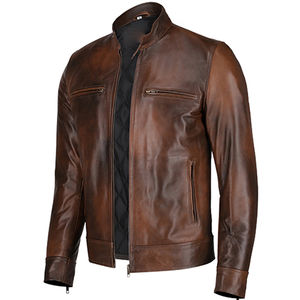 Chaqueta de cuero para hombre Chaquetas de cuero de Estilo Vintage clásico real para hombre Chaquetas de cuero marrón - Product Image 4
