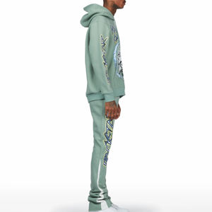 Survêtement à capuche d'hiver pour hommes, séchage rapide, lavé à l'acide, avec doublure en polaire respirante imprimée bouffante - Product Image 3