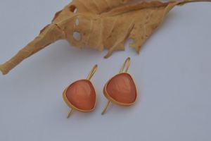 Pendientes de Botón Estilo Vintage con Piedra, Pendientes de Lujo para Mujer, Chapados en Oro de 18k para la Creación de Joyas - Product Image 3