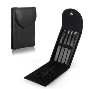 ZUOL INSTRUMENTS Juego de 5 Pinzas para Pestañas de Acero Inoxidable, Estuche de Cuero Sintético Negro, Pinzas de Precisión Puntiagudas, Aplicador para - Product Image 4