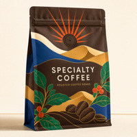 Sacs à café personnalisés pour le Moyen-Orient, MOQ faible, pour l'Arabie Saoudite et les Émirats arabes unis, sacs à café vert en sachet stand-up de 250g, 500g, 1kg avec valve et fermeture éclair