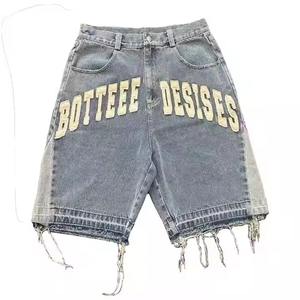 Nouveau 2025 vente en gros haute personnalisé ZY hommes personnalisé Y2k Denim Shorts brodé poche arrière Streetwear Baggy Skate shorts - Product Image 1