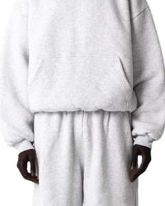 Ensemble survêtement pour homme en molleton gris cendré et pantalon de jogging ample, sweat-shirt à capuche décontracté d'hiver, pantalon streetwear - Product Image 6