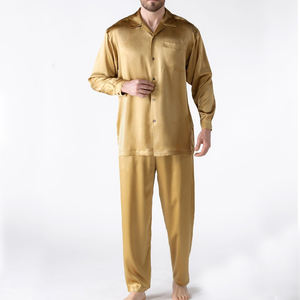 Ensemble de pyjamas en satin de luxe pour hommes, vêtements de nuit boutonnés à manches longues pour hommes, collection printemps et été, vente en gros - Product Image 1