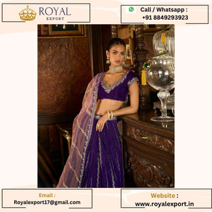 Nouvelle couleur violette Viscose velours broderie séquence travail mariage Collection Lehenga Choli avec Dupatta surat - Product Image 4
