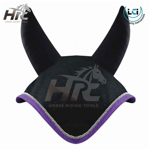 Lightweight breathable crochet ear bonnet washable horse <b>fly</b> veil comfortable fit High quality equestrian gear bonnet by LCI - Product Image 3