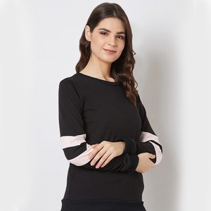 เสื้อสเวตเตอร์ผู้หญิงผ้าฟลีซมาใหม่พร้อมแขนเสื้อแผงติดโลโก้ด้านหน้าสำหรับฤดูหนาว - Product Image 2