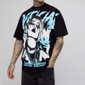 Nouveau style T-shirts pour hommes à col rond décontractés à manches longues 100% coton Impression numérique Respirant Haute qualité Couleur noire Meilleur design - Product Image 1