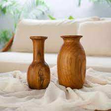 Nouvelle conception Vase à fleurs ensemble de 2 pour la maison hôtel et mariage couleur marron Table en bois décoratif vase à fleurs accessoires de décoration pour la maison - Product Image 5