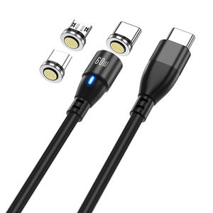 Kabel Data pengisi daya ponsel 3 dalam 1, kabel Data PD pengisian daya cepat, kabel Data pengisi daya ponsel 60W rotasi 20% USB-C 9pin, diskon 360 - Product Image 1
