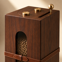 Distributeur de nourriture pour animaux de compagnie en bois d'ingénierie de luxe, grande capacité, avec bol en acier inoxydable, personnalisable OEM
