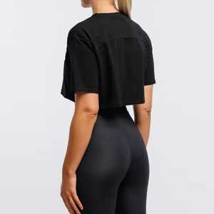 Camisetas cortas con logotipo personalizado para mujer, camisetas de manga corta con cuello redondo, ropa de calle informal transpirable, camiseta de bebé para mujer - Product Image 4