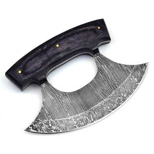 Cortador de pizza de acero de Damasco personalizado al por mayor, cuchillo Ulu, hacha de corte de acero de Damasco resistente, el mejor cuchillo Ulu a la venta - Product Image 1