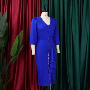 Vestido Africano de Talla Grande, Vestido de Color Sólido, Vestido Africano Largo para Mujer, Vestido Formal de Oficina, Vestido de Carrera, Venta al por Mayor de Fábrica - Product Image 2
