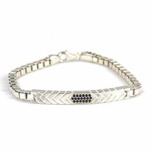 Bracelet chaîne en argent sterling 925 avec pierre d'onyx en forme de cube et motif flèche, idéal pour un cadeau - Product Image 2