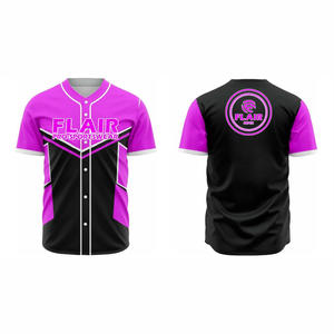 Maillots de softball et de baseball personnalisables de grande taille en polyester respirant à col rond avec imprimé uni par sublimation - Product Image 6