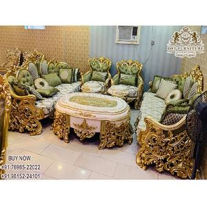 Meilleur ensemble de canapés de salon 8 places sculptés haut de gamme Ensemble de canapés polonais élégants en bois de teck au design exclusif - Product Image 1