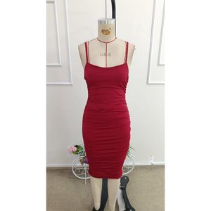Vestido midi rojo con tirantes finos y cuello redondo para mujer, 34459 - Product Image 4