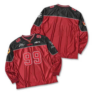 เสื้อฟุตบอลแขนยาวสไตล์วินเทจย้อนยุคเสื้อเจอร์ซีย์เล่นฟุตบอลเสื้อคอวีออกแบบสไตล์สตรีท - Product Image 1