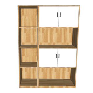 Meuble de classement 4 niveaux 120x40x170cm, design moderne et minimaliste, en bois de caoutchouc et plastique, réglable, pour bureau et atelier - Product Image 2