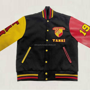 Bomber de béisbol acolchado con logotipo personalizado de fabricante OEM, chaqueta universitaria transpirable de chenilla bordada, lana y cuero, estampado de invierno - Product Image 1