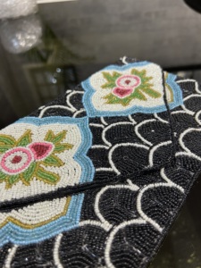 Sac à main de créateur écologique et léger, pochette en coton imperméable, sac à main avec bouton de fleur en strass, sac de soirée formel - Product Image 2