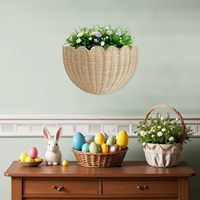 Panier mural en rotin durable, style vintage oriental, écologique et durable, fabriqué au Vietnam – Idéal pour la décoration de Pâques – Vente chaude