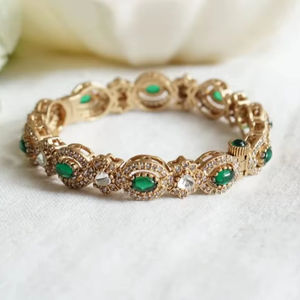 Polki <b>Bracelet</b> Matt Gold Polish Brass Jewellery <b>Set</b> for Weddings Parties Size Options 2.4 2.6 Gold Plated Fashion Jewelry Gifts - Product Image 1