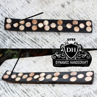 Porte-encens coloré fait main en bois de manguier émaillé, écologique, 100% naturel, toutes saisons, pour bâtonnets d'encens, plateau brûleur, méditation et yoga indiens