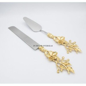 ช้อนตักเค้กโลหะชุบทองเกรดสูงมาใหม่ออกแบบเป็นรูปใบไม้ - Product Image 4