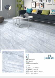 กระเบื้องปูพื้นพอร์ซเลนลายหินอ่อนเคลือบเงาใหม่ ผลิตในอินเดีย ขนาด 600x600 มม. สำหรับปูพื้นและผนังห้องครัว ราคา - Product Image 5