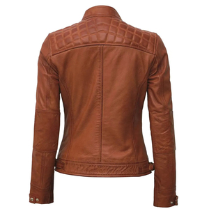 2024 New Arrivals Women's Unique Design <b>Long</b> <b>Leather</b> <b>Jacket</b> Stand Collar Canvas Fabric Hot Selling Winter Outdoor Wear - Product Image 3