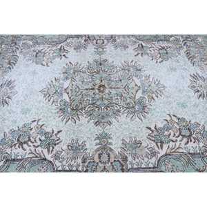 Tapis turc 5,5x8,5 pieds, tapis vintage, tapis en laine vert à motifs floraux - Product Image 5