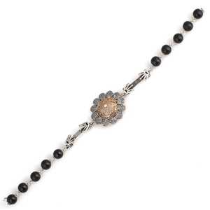 925 Sterling Silver Lava Stone Hinge <b>Bracelet</b> Floral Pattern for Gift - Product Image 2