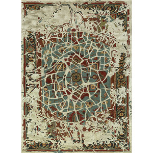 Alfombra Hecha a Mano de Lana y Viscosa Mythos Blue, Diseño Clásico de Medallón Rectangular de 4m para Sala de Estar, Grosor de 10mm -Taq-634 - Product Image 1