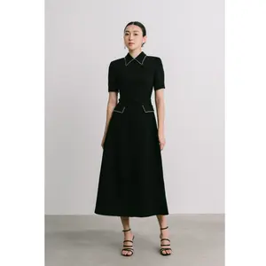 Beautiful Black Women's Dresses A-line Midi Dress Good Quality Material ILY CHAIN DETAIL MIDI DRESS Sustainable Clothing Brand