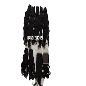 Virgen sin procesar cutícula alineada cabello Remy indio brasileño HD Cierre de encaje transparente negro recto extensiones de cabello humano - Product Image 1