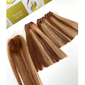 PIANO ORANGE HD LACE FERMETURE TRANSPARENTE 100% DENSITÉ FERMETURE SUPER QUALITÉ COULEUR PERSONNALISÉE CHEVEUX VIETNAMIENS - Product Image 6