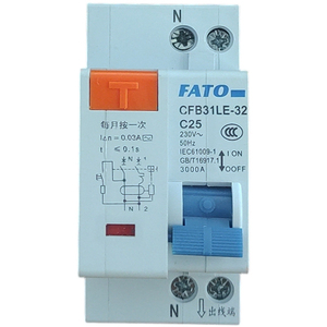เบรกเกอร์ดิฟเฟอเรนเชียล FATO 2P C25 230V 10kA 1P+N ชนิด AC สวิตช์ป้องกันกระแสไฟรั่ว - Product Image 2