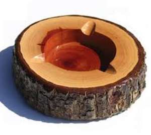 Cendrier de forme ronde en bois de manguier avec couvercle en acier inoxydable pour la maison et le bureau - Product Image 4