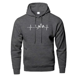 Mountain Heartbeat Hoodies pour Homme Sweatshirt Automne Manches Longues Sweat à Capuche Hoodie Noir Gris - Product Image 3