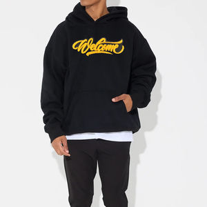 Sweat à capuche surdimensionné en molleton de qualité supérieure pour homme, 400 GSM, 100% coton, broderie chenille, logo en vente, écologique, respirant - Product Image 3