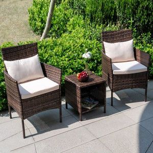 Ensemble bistrot moderne de 3 pièces mobilier d'extérieur en osier de rotin PE de haute qualité avec cadre en aluminium pour cour ou salle de bain - Product Image 1